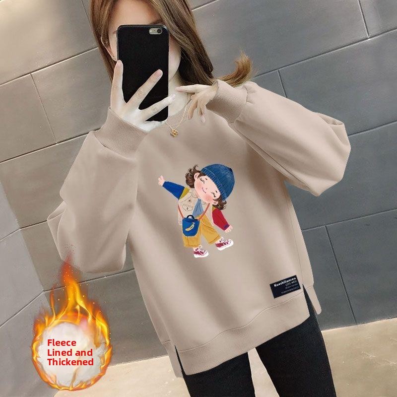 Oversized Crewneck Fleece - Sudadera de mujer holgada de forro