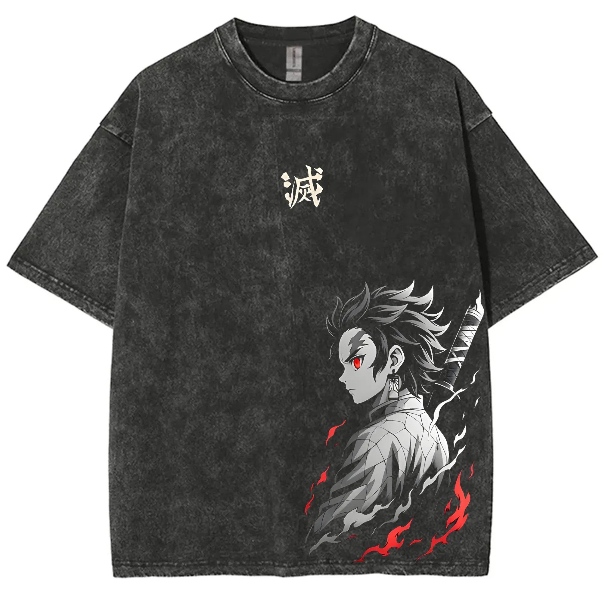 Street Fashion Magazine - Camiseta con gráfico lavado Vintage Demon