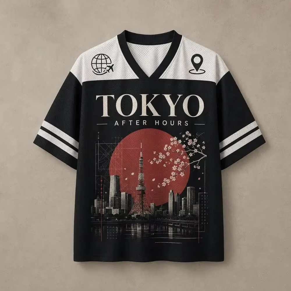 Street Fashion In Tokyo - Camiseta con cuello en V para