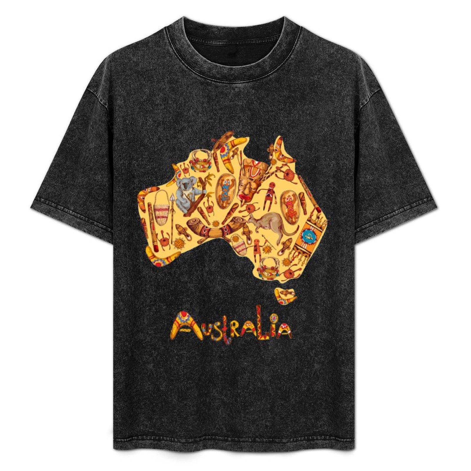 Street Fashion Australia - Camiseta con bandera aborigen y mapa