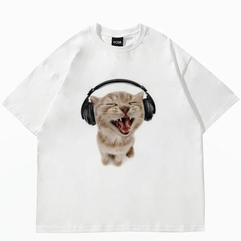 Fashion Street Cat - Camiseta de manga corta con estampado