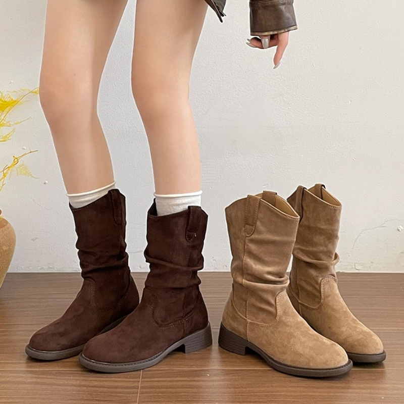 Street Fashion Vintage - Botines occidentales vintage de tacón grueso